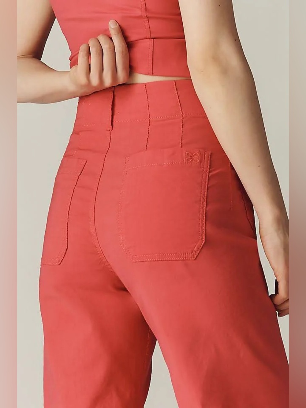 Maeve Anthropologie - The Colette High Waist Wide Leg Orange - Size 26 - Picture 3 of 13